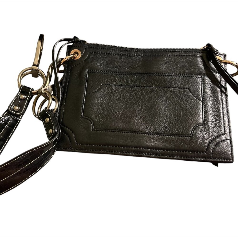 Kooba Black Leather Envelope Purse with Removable Shoulder Strap - Picture 2 of 12